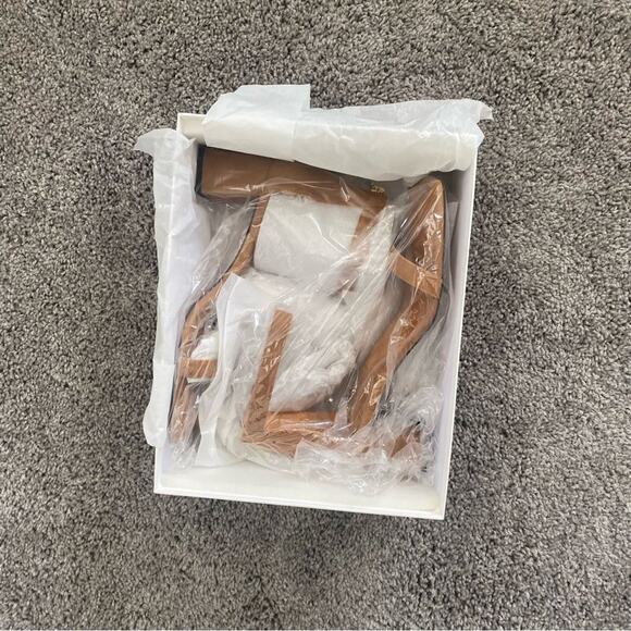 NWB Good American Block Heel Square Toe Sandals in Amber, Size 10 - Picture 4 of 12